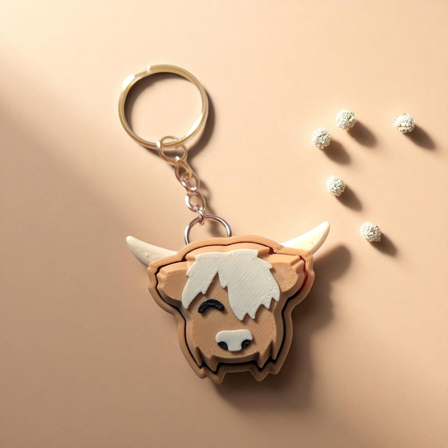 Highland Cow Fidget Clicker Keychain