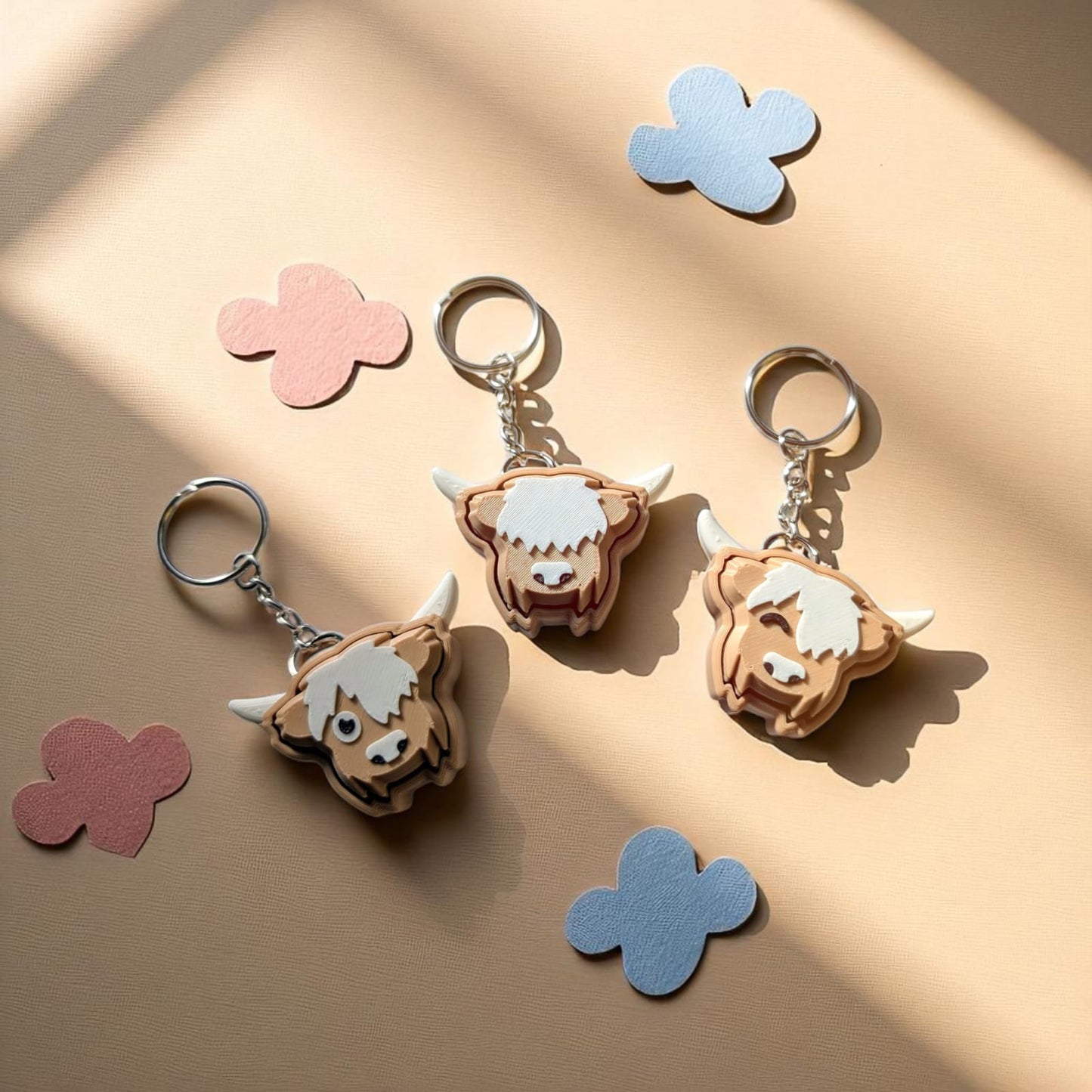 Highland Cow Fidget Clicker Keychain